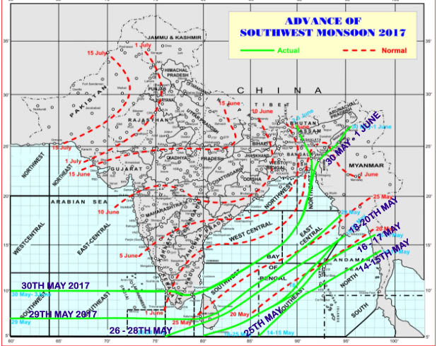 Northern Limit of Monsoon June 2017