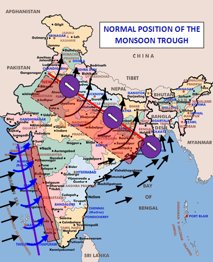 Normal Position of Monsoon Trough