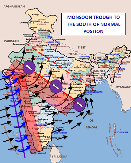 Southern Position of Monsoon Trough