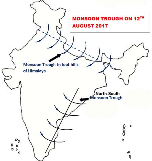 Monsoon Trough as on 12th August 2017