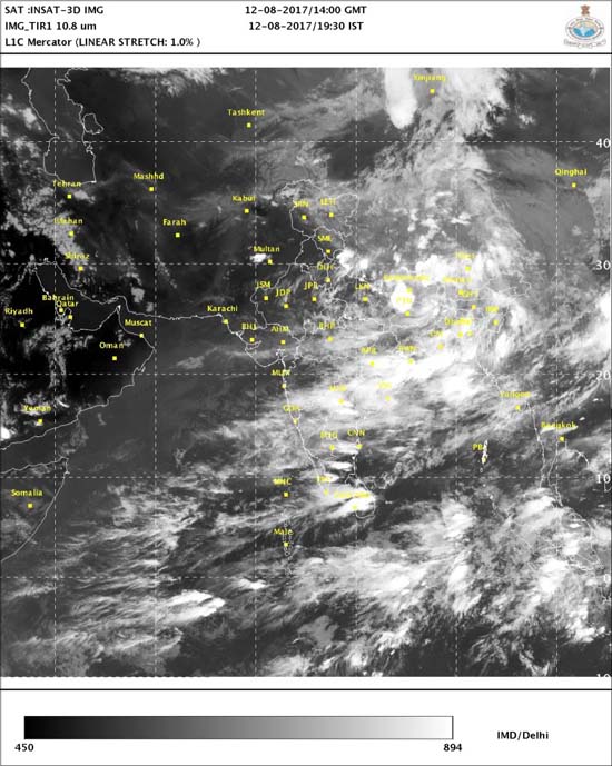 Satellite Image of 1930 Hours IST on 12th August