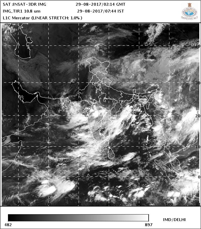 Satellite image of 29th August 2017 at 0744 hrs IST