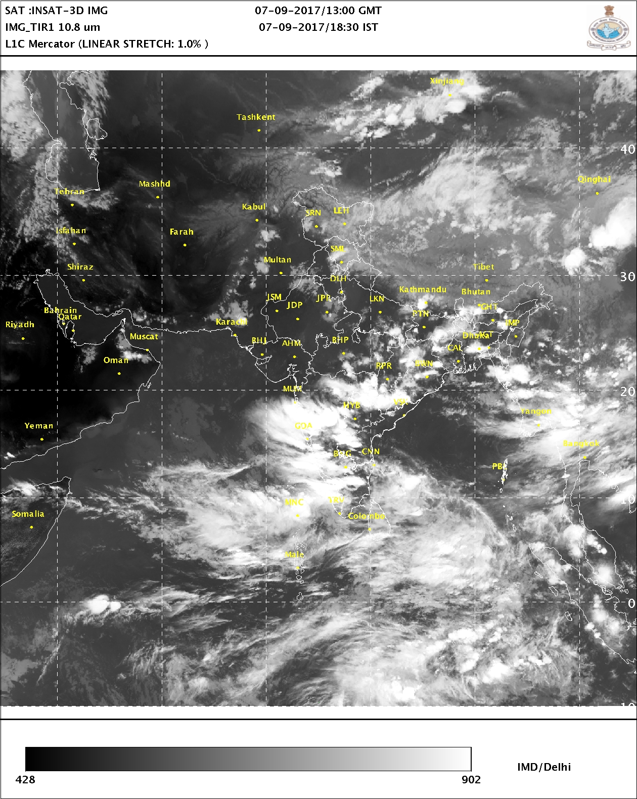 Satellite picture of 7th September 2017 1830 hrs IST