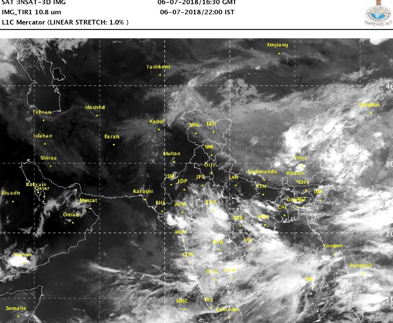 Satellite picture on 6th July 2018