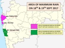 AREA OF MAXIMUM RAINFALL RECORDED ON 19TH SEPT 2017 EXCEEDING 300 MM OVER MUMBAI & RATNAGIRI