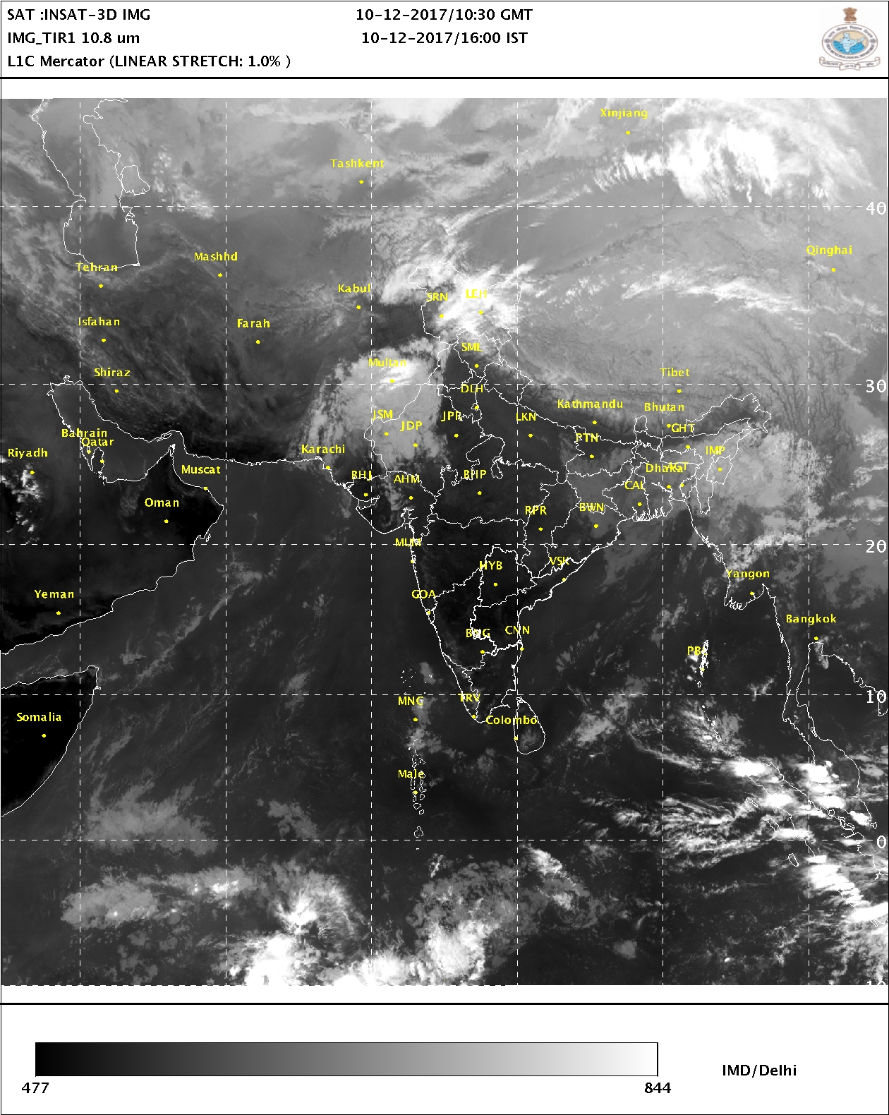 Satellite picture on 10 December 2017
